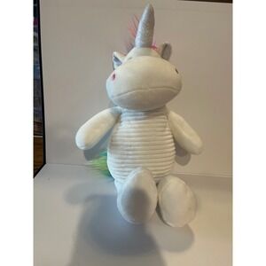 Prime Line White Unicorn Plush Rainbow Mane Silver Glitter Horn 6028P-WHT